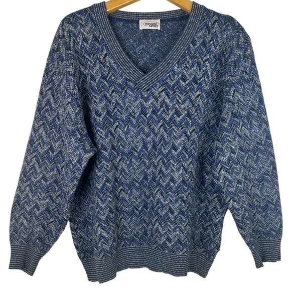 Vintage Missoni Sport Chevron V-Neck Sweater XL - Picture 1 of 9